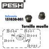 Tornillo 151030-001 de acero para fijar el muelle en la caja de bobina de máquinas de coser industriales de dos agujas, compatible con Juki, Brother y Siruba.