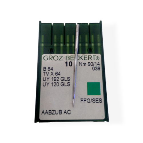 Aguja B64 90/14 Groz-Beckert para cerradora de codo, repuesto industrial para costuras precisas y duraderas