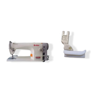 Prensatela T81 1/8R con guía lateral y base de teflón para coser materiales difíciles en máquinas industriales.
