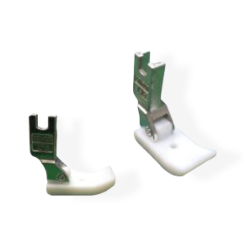 Prensatela de teflón RX-C3348 MFA 15 mm para máquina plana, ideal para coser telas plásticas, brillantes o sintéticas sin fricción.