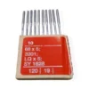 Aguja Rhein Nadel 68X5#110/18 para máquina de coser, diseñada para garantizar cortes precisos y duraderos en el proceso de costura industrial.