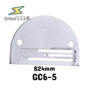 Planchuela B24 con orificio de 24 mm y 3 carriles para máquina GC6-5. Ideal para trabajo pesado y costura de materiales gruesos con alta precisión.