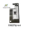Planchuela E0227Q para recubridora enresortadora con separación de 6.4 mm, ideal para costuras con elástico en prendas deportivas e industriales.