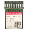 Aguja industrial de collarín UY128GROZ #100/16 marca Groz-Beckert para máquinas de coser, ideal para costuras en tejido de punto y prendas tubulares.