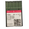 Aguja industrial de collarín UY128GROZ #100/16 marca Groz-Beckert para máquinas de coser, ideal para costuras en tejido de punto y prendas tubulares.