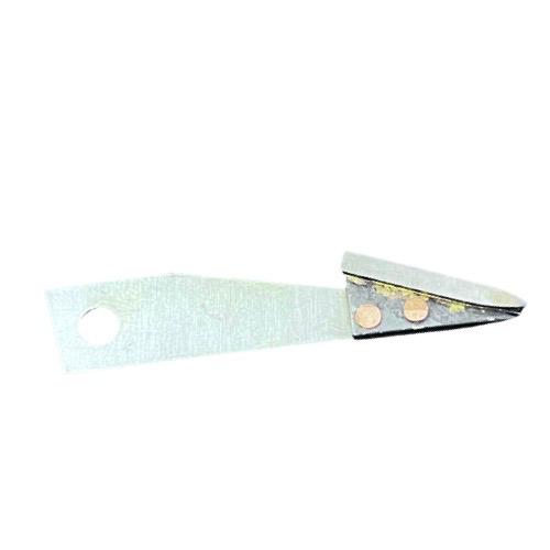 Cuchilla fija de tungsteno B24 para cortadora de tela RC‑70 de 2.5 pulgadas. Repuesto metálico de alta precisión y durabilidad, usado en confección textil profesional.