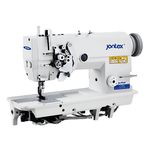 Máquina de coser industrial Jontex JT-872D de dos agujas, modelo mecatrónico, con estructura plana y panel de control incorporado, ideal para confección de prendas a gran escala." Si quieres un enfoque más técnico o más comercial, dime cómo prefieres adaptarlo.