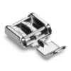 Prensatelas metálico modelo 7306 para cierre común, compatible con máquinas de coser domésticas de caña baja con sistema Snap-On. Ideal para coser cremalleras visibles con precisión.