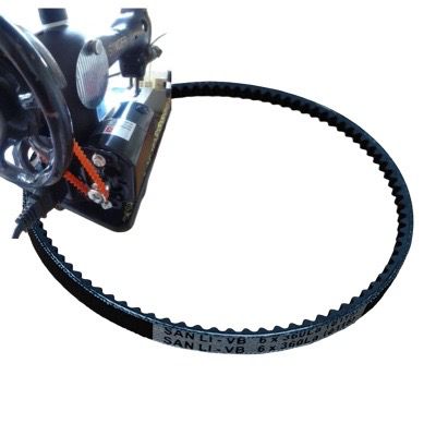 Banda de motor MB-360L en lona negra para máquina de coser familiar, repuesto resistente y flexible para transmisión de potencia.