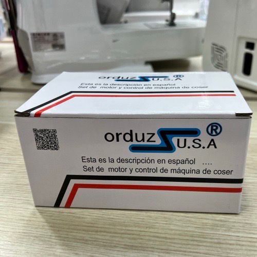 Mini motor Corduz de 100W para máquina de coser familiar con kit completo: banda, pedal acelerador, tornillo y cables eléctricos."