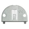 Planchuela Brother NZ-13LG de metal resistente, repuesto original para máquina de coser modelo 701, vista superior con orificio de aguja centrado.