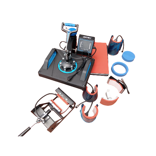 Termofijadora Jinthex JN1281 8 EN 1 para estampado textil con control de temperatura y presión ajustable