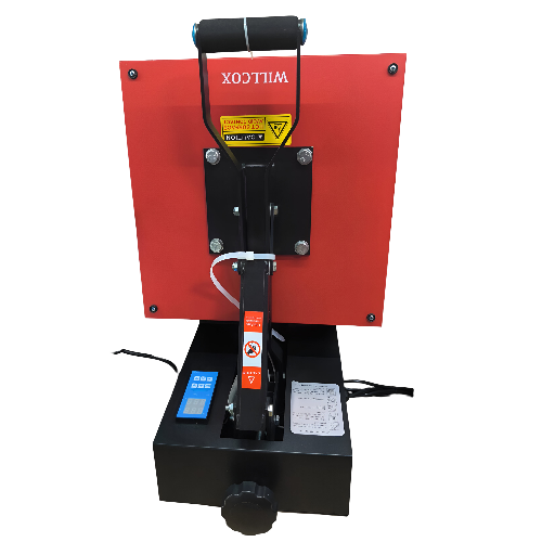 "Máquina termofijadora Wilcox W-3838 digital con área de trabajo 38x38 cm, ideal para sublimación y estampado en camisetas, gorras y textiles."