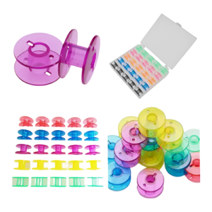 Set de carreteles plásticos para máquina de coser con caja organizadora y múltiples unidades
