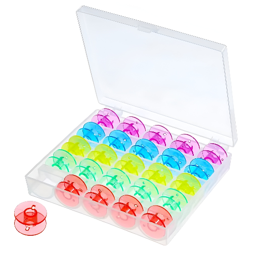 Set de carreteles plásticos para máquina de coser con caja organizadora y múltiples unidades