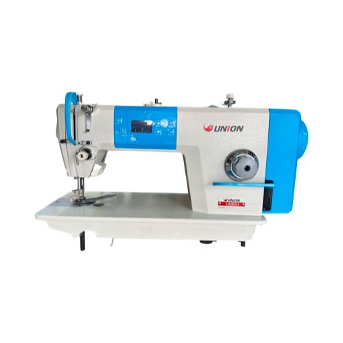 Máquina plana mecatrónica Unión UNB5 para confección industrial, con motor servo integrado y panel digital