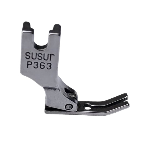 Prensatela P363 (40322SH) cremallera estrecho con puntas partidas y bisagra para máquina plana industrial high shank.