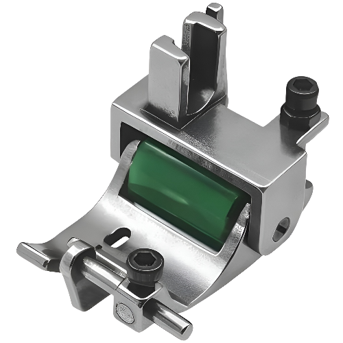 Accesorio prensatelas Q7 con rodillo lateral para costuras uniformes en materiales difíciles