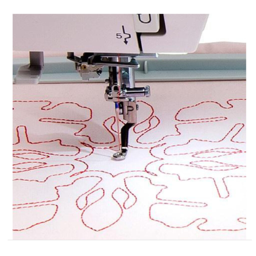 Janome 400E embroidery machine with large area and touch screen ideal for professional embroidery.