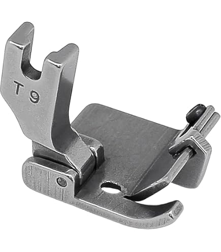 Pie guía ajustable multifuncional T-9 para máquina de coser industrial con guía lateral regulable para costuras rectas y precisas.