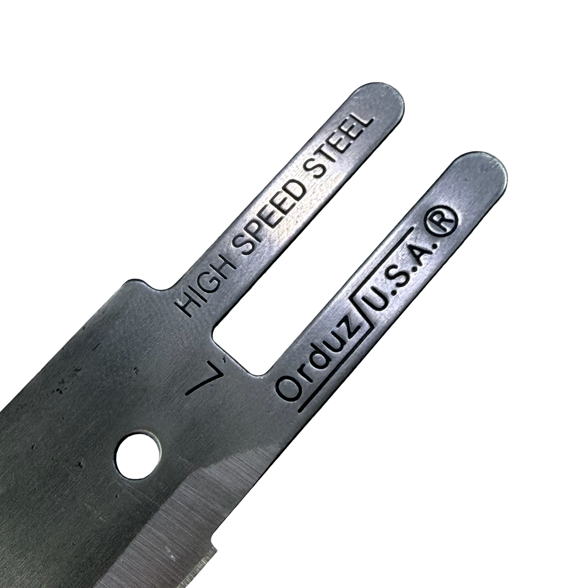Cuchilla Vertical 7E Orduz® HSS para cortadora de tela Eastman industrial.