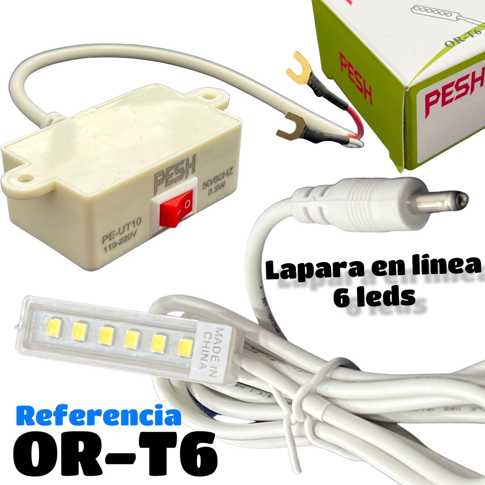 6 LED Sewing Machine Light with magnetic base and flexible neck for industrial sewing machines.