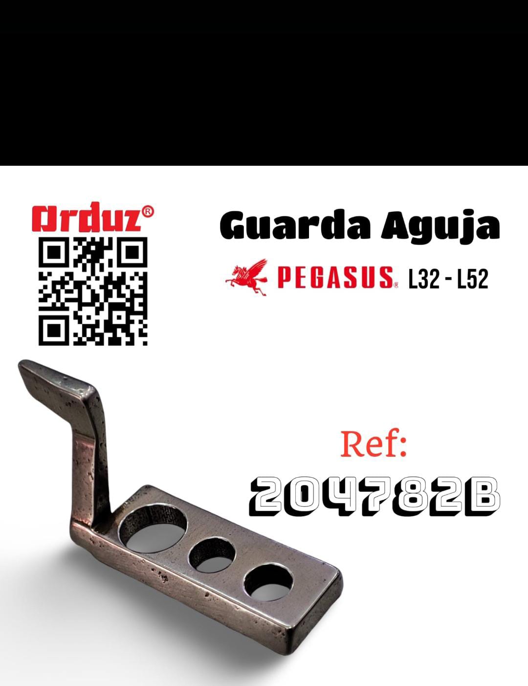 Guarda agujas Pegasus para fileteadora industrial utilizada para proteger la aguja y mejorar la seguridad durante la costura.