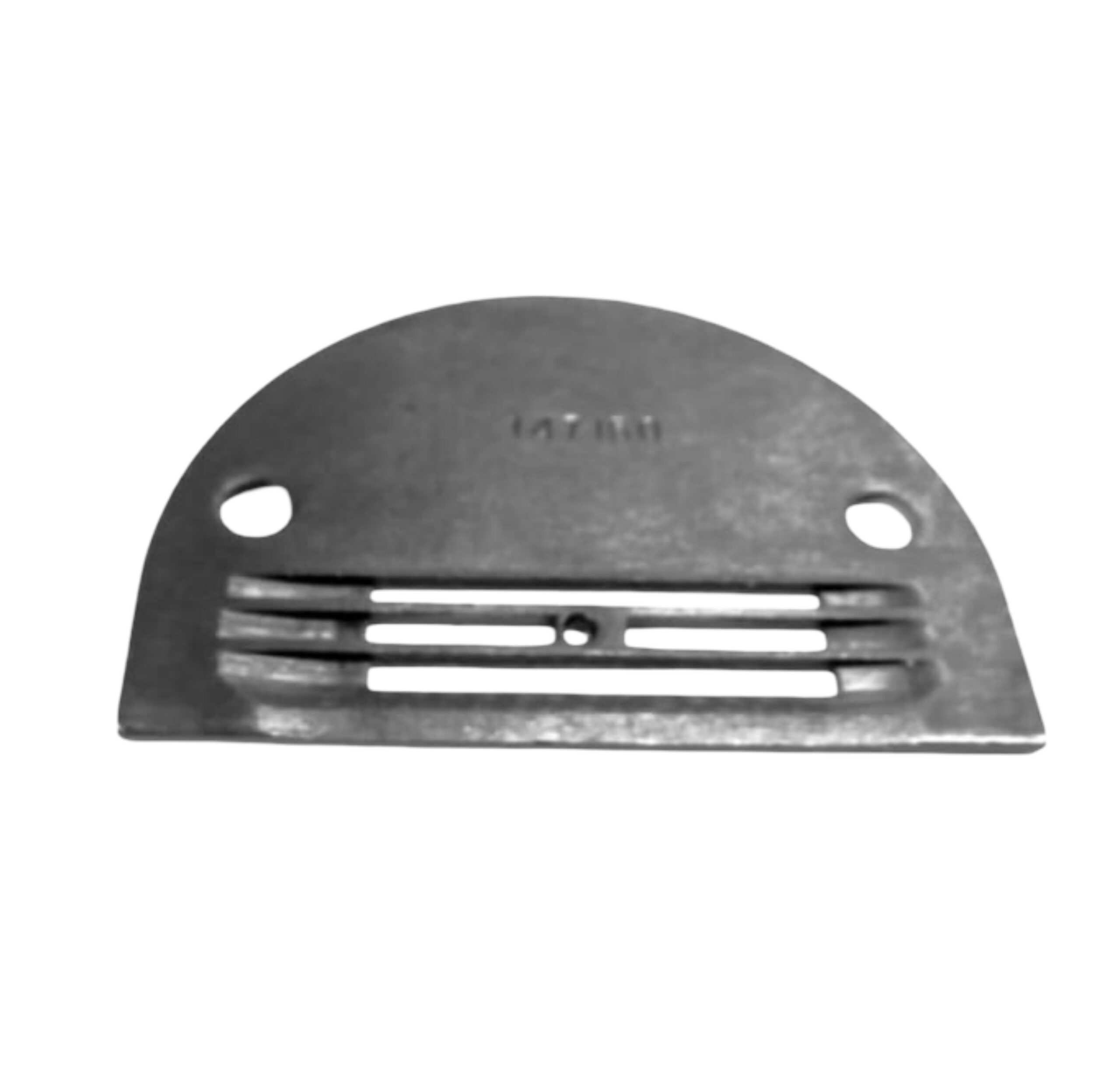 Detalle de la Placa de Aguja 147150LG para máquina de coser industrial de una aguja.