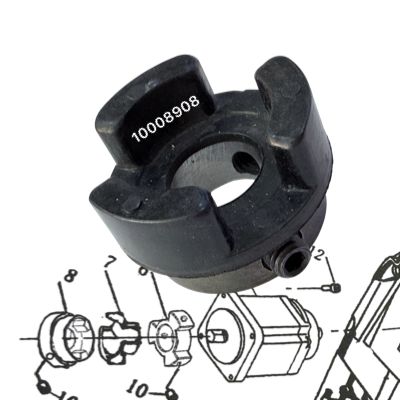 Acople para motor máquina de coser mecatrónica 3 garras Ref. 10008908 para transmisión de motores servo industriales.
