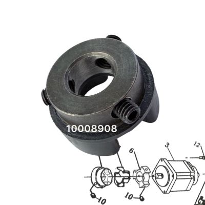 Detalle del acople para motor máquina de coser mecatrónica 3 garras Ref. 10008908 para transmisión de potencia en máquinas de coser industriales.