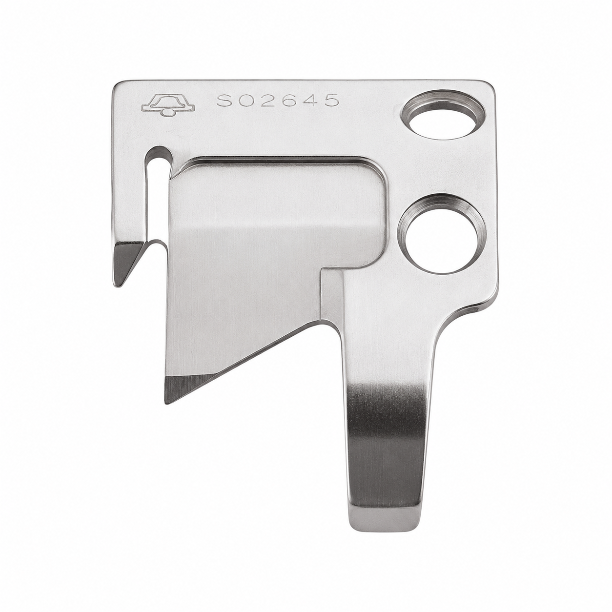 Cuchilla móvil plana electrónica S02645-001 para máquina de coser industrial con sistema de corte automático.
