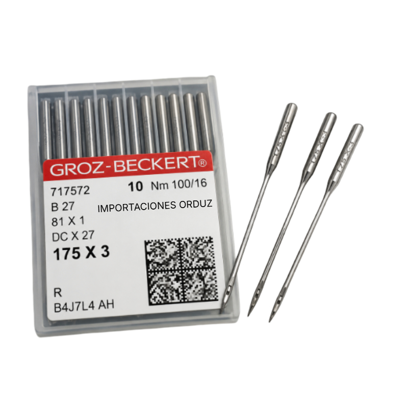 Empaque de Aguja 175x3 para máquina de coser industrial de alta calidad.