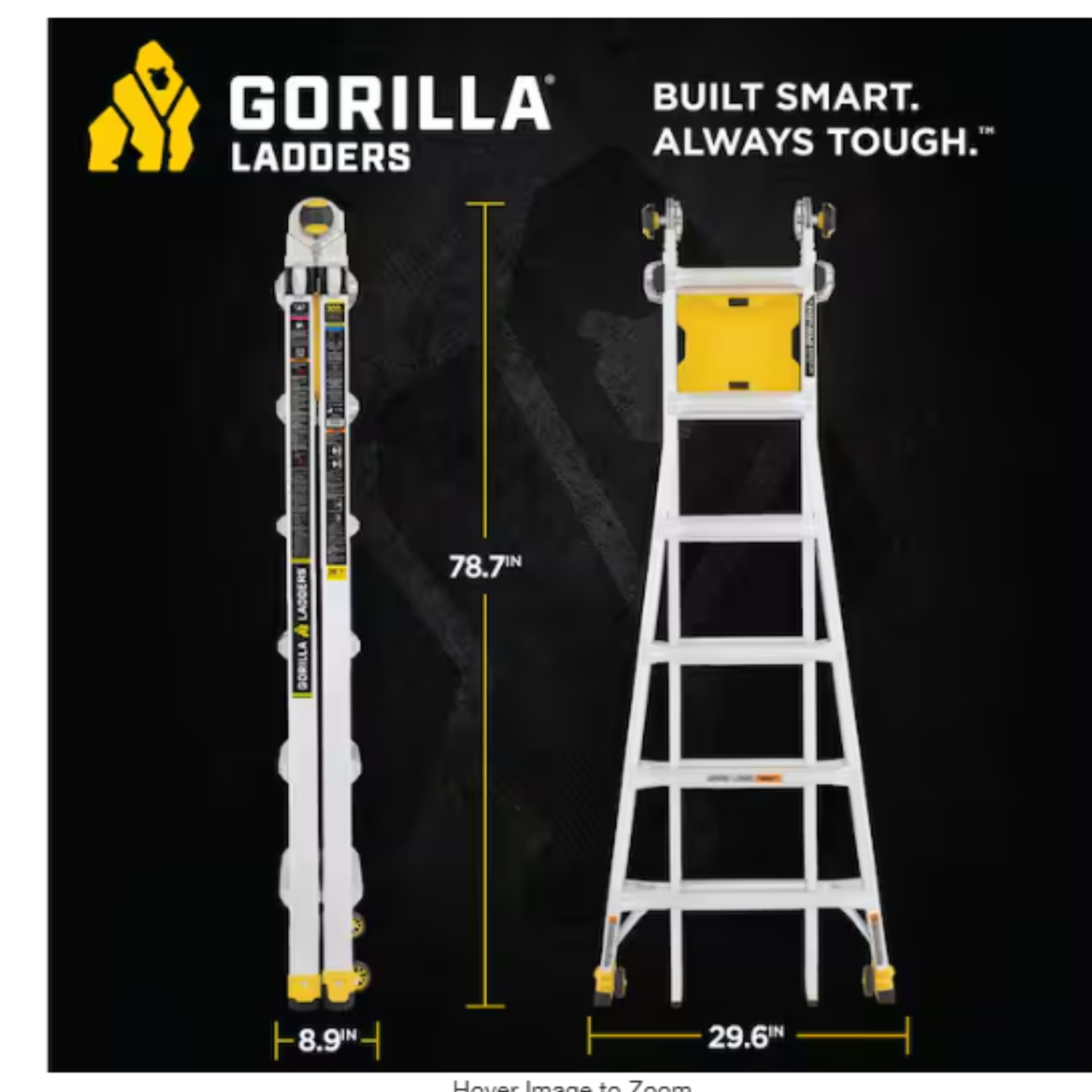 : Escalera Gorilla de 26 ft multiposición, aluminio y capacidad de 300 lb disponible para alquiler en Miami.