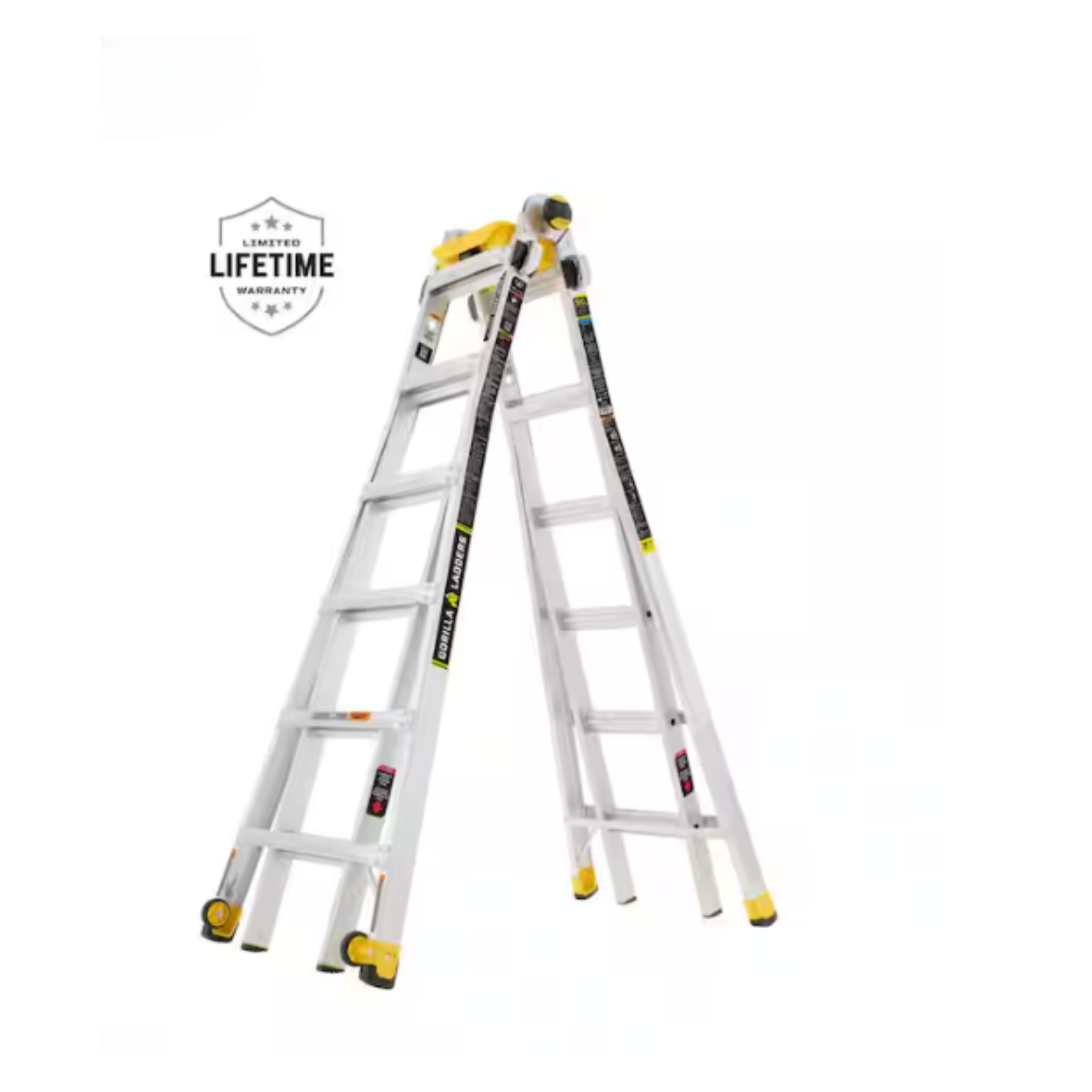 Escalera Gorilla 26 ft multiposición de aluminio 300 lb disponible para alquiler en Miami