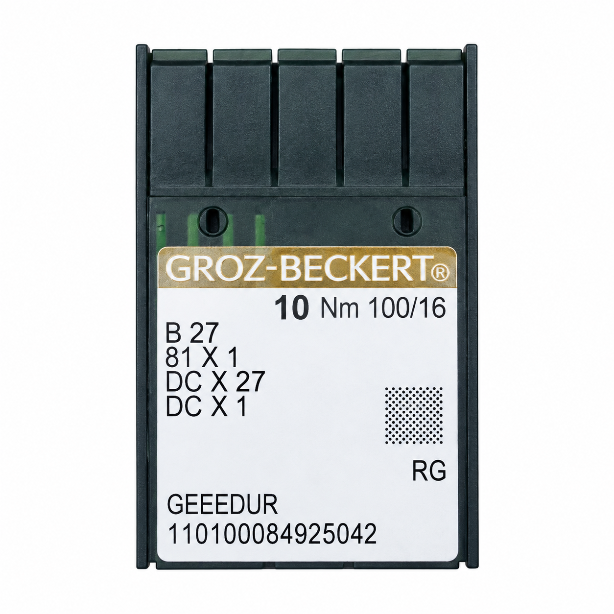 Aguja fileteadora Groz-Beckert B27 100/16 en estuche para máquina overlock industrial
