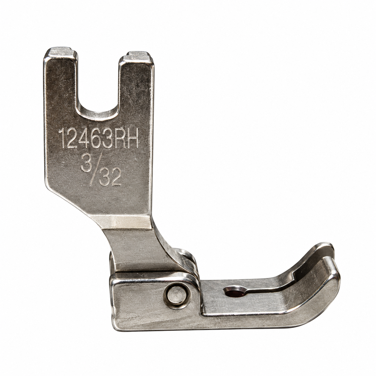 Prensatela guía fija derecho 12463HR 3/32 para máquina de coser industrial, repuesto metálico para costuras rectas y precisas.
