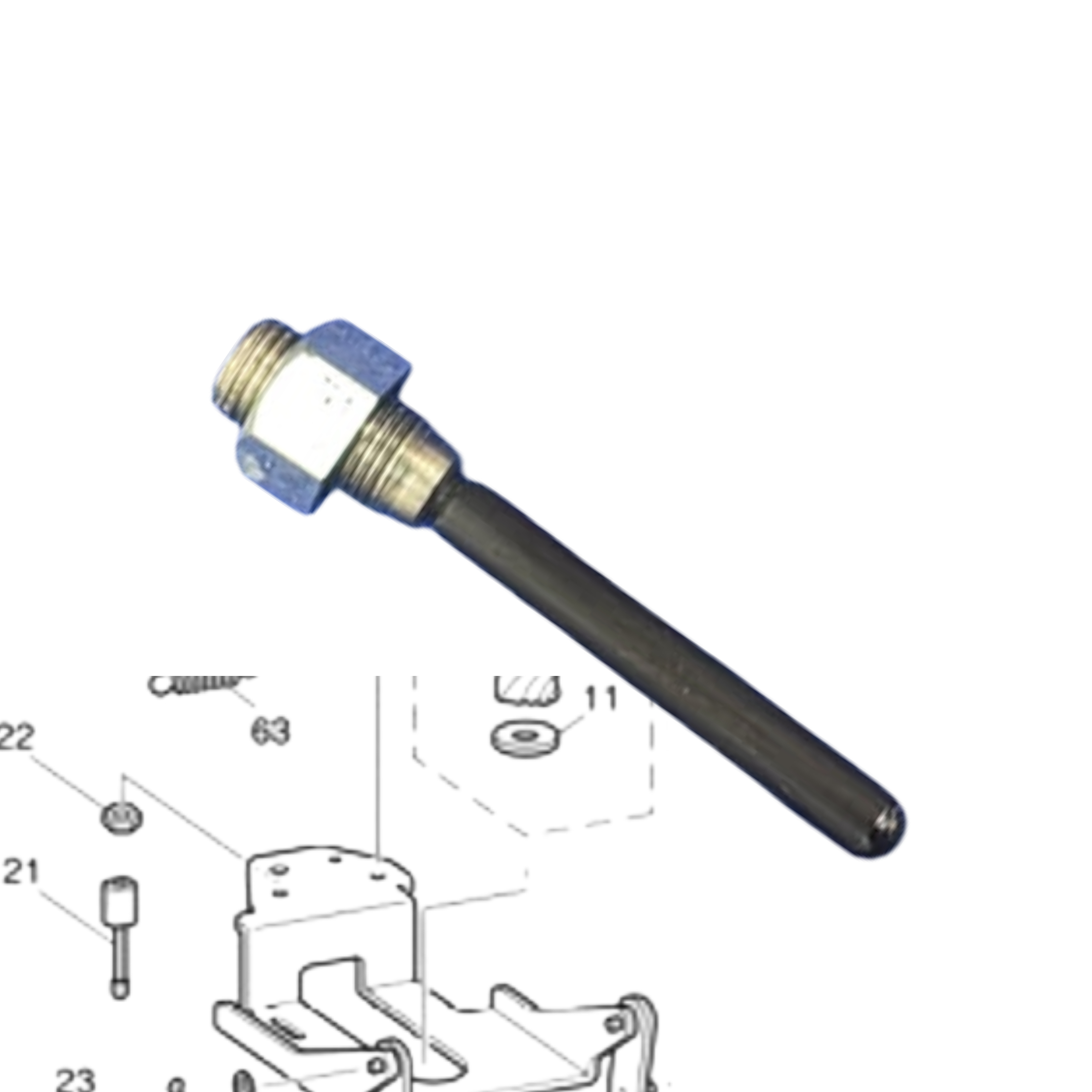 Vista detallada del tornillo ajustador vertical Brother XC3941021 para máquina de coser